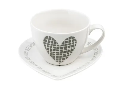 Obrázek produktu pro Hrnek Hrnek na kávu PORCELAN Šálek na kávu s podšálkem Srdce 460 ml