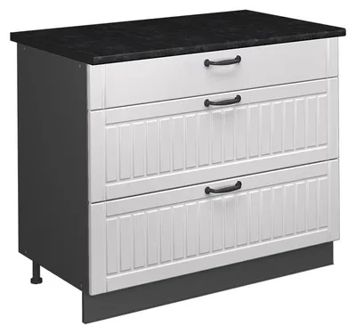 Produktbild von Küchenunterschrank Vicco Fame-Line Weiß Landhaus/Anthrazit 100 cm, AP Anthrazit, Model 62030