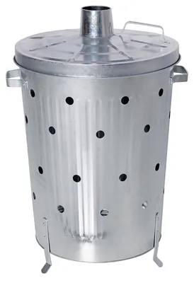 Produktbild von Verbrennungstonne verzinkt - 75 Liter - D: 44cm - H: 71,5cm - Deckel, Griffe und Füße