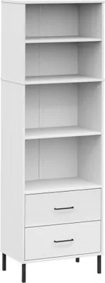 Obrázok produktu pre vidaXL Regál OSLO s 2 zásuvkami biely 60x35x180 cm masívne drevo
