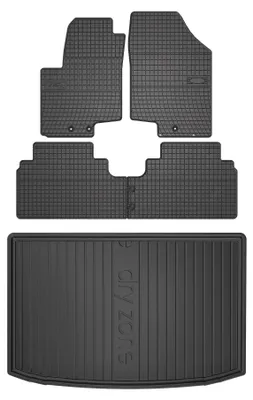Produktbild von Gummimatten + Kofferraumwanne für Kia Venga 2009-2017 (Minivan, unterer Ladeboden) – Schwarz, passgenau – Wielganizator SolidPRO