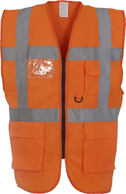 Produktbild von YOKO HVW801 | Herren Multi-Functional Executive Waistcoat - Farbe: Hi-Vis Orange - Größe: M