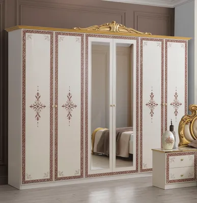 Produktbild von Barock Kleiderschrank Grace 6trg. in Beige / Gold