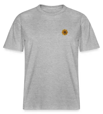 Produktbild von Spreadshirt Stickerei Sonnenblume Relaxed Fit Uni T-Shirt, 3XL, Grau meliert