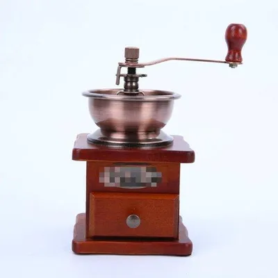 Produktbild von Handgefertigte Holzkaffeemühle, Kaffee, Haushaltsmühle, Holz, Vintage-Design, Modell 1