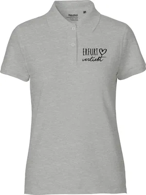 Produktbild von Huuraa Damen Polo Shirt Erfurt verliebt M Sport Grey Bio Baumwolle Fairtrade Poloshirt Geschenkidee