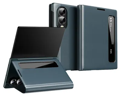 Obrázek produktu pro PU kožené pouzdro pro Samsung Galaxy Z Fold 8, chytré flipové pouzdro se Smart Side Window Zelená