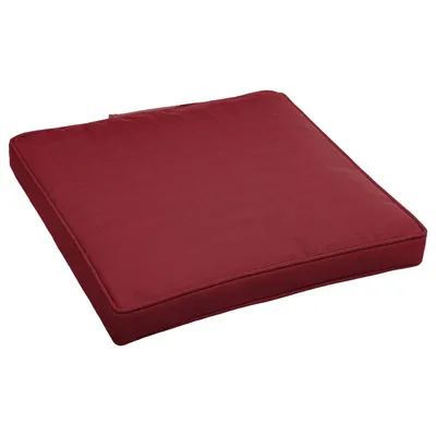 A single red seat cushion is shown from a slightly elevated angle against a white background.