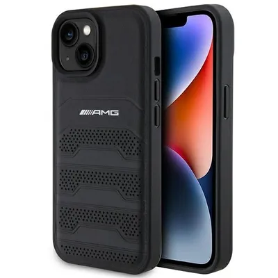 Immagine prodotto di Amg Amhcp15Mgsebk Custodia rigida per Iphone 15 Plus / 14 Plus 6.7 Nero/Nero in pelle con linee in rilievo