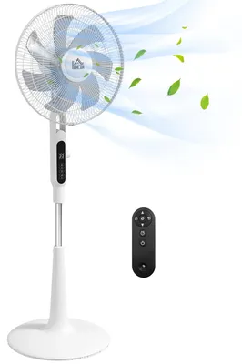 Obrázek produktu pro Stojanový ventilátor – podlahový ventilátor – 40 W – 7 lopatek – dálkové ovládání – napájení ze sítě – bílý