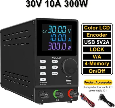 Zdjęcie produktu dla Laboratoryjny zasilacz sieciowy DC - SPPS3010D - 30 V 10 A - regulowane napięcie i prąd - 300 W - wejście 220 V - wyświetlacz LCD - czarny
