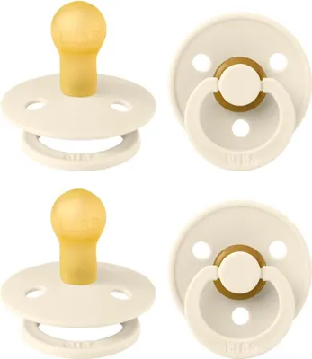 Produktbild von BIBS Colour Schnuller 4er-Pack, BPA-frei, Kirschform Nippel. Naturkautschuk/Latex, Hergestellt in Dänemark, Größe 1 (0-6 Monate), Ivory Ivory Größe 1 (4er Pack)