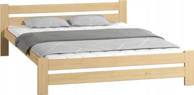 Produktbild von 140x200cm Bett, Bettgestell 140x200, Holzbett mit Lattenrost 140x200 | Massivholz Kiefer | Stabil & Langlebig | 205x152x58.5 cm (BxTxH) | Kiefer Natur