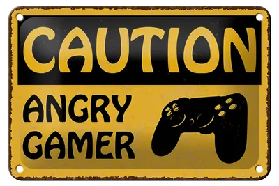 Produktbild von Blechschild Spruch 18x12cm caution angry gamer Vorsicht wütender Schild