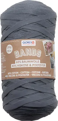 Obrázok produktu pre GLOREX Makramee Bands, Šedá, Bavlna / viskóza / polyester, 125 m, 40 °C, 250 g, 1 kusov