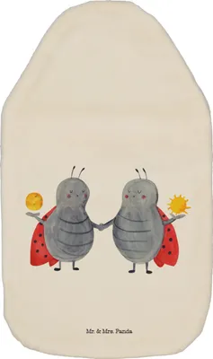 Produktbild von Mr. & Mrs. Panda Wärmflasche Sternzeichen Zwilling - Weiß - Geschenk, Plüsch, Wärmflaschen, Glückskäfer, Zwillinge, Zwillingsschwester, gummi, Marienkäfer, Wärmekissen