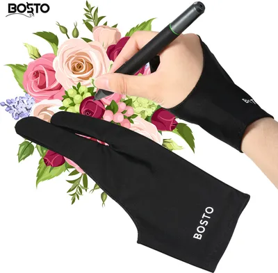 Produktbild von BOSTO Two-Finger Free Size Drawing Cover Artist Tablet Drawing Cover for Right & Left Hand Compatible with BOSTO/UGEE/Huion/Wacom Graphics Drawing Tablets