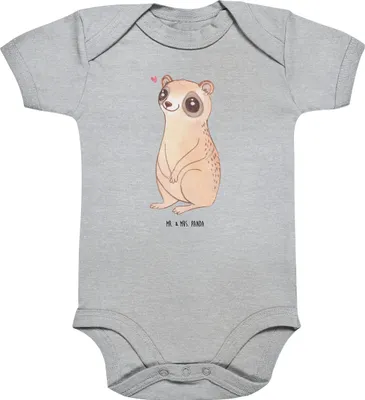 Produktbild von Mr. & Mrs. Panda Strampler Baby Plumplori Glücklich 12. - 18. Monat - Heather Grey - Geschenk, Niedlich, Lustige Sprüche, babykleidung body, Babybody, Babystrampler