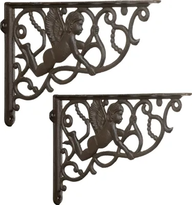 Produktbild von 2 Stück Moritz Regalwinkel Wandwinkel Wandregal 18 cm x 27,5 cm Regalträger Regalhalter Wandträger aus Gusseisen weiß