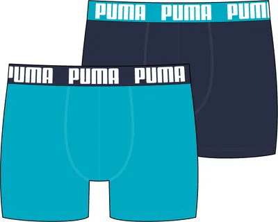 Produktbild von Puma Trunk Herren Boxershorts 2er Pack Baumwolle Stretch, Größe:M, Farbe:AQUA/BLUE
