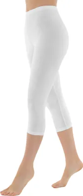 Produktbild von OCERA Damen 3/4 Leggings (Capri) aus atmungsaktiver Baumwolle mit hoher Taille,  Standard 100 , Weiß - S