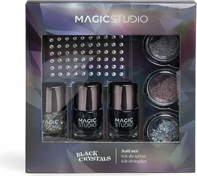 Obrázok produktu pre Magic Studio | Sada na úpravu nechtov Black Crystals - 9 kusov - Lesklé efekty - Kreatívne vzory