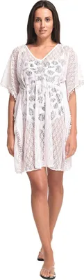 Produktbild von Sorbetto Damen Damen Strandkleid/Kaftan/Chiffonkleid als attraktive Beachwear, Spitze Weiß, Einheitsgröße (S-L)