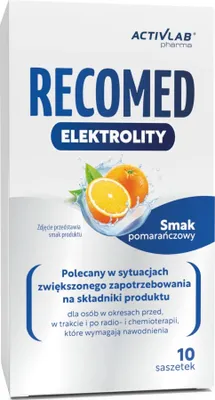 Produktbild von Activlab RECOMED Electrolytes 10 x 10g in der Zeit vor, während und nach der Radio- und Chemotherapie, die eine Flüssigkeitszufuhr benötigen - Orange