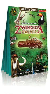 Obrázek produktu pro Mapa edukacyjna Zwierzęta Świata i Świat Prehistoryczny laminowana