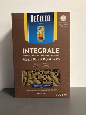 Produktbild von De Cecco Mezzi Ditali Rigati Integrali n 159 Vollkorn italienisch Pasta 500g
