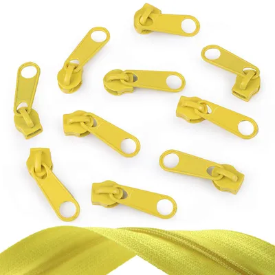 10 Reißverschluss Zipper für Endlosreißverschluss, 5mm, zitronengelb