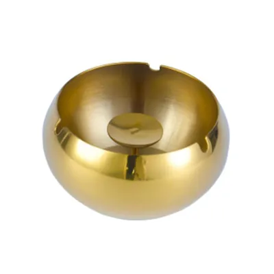 Produktbild von Kugelaschenbecher Gold - Aschenbecher mit Deckel - Windaschenbecher - Retro Aschenbecher - Außenaschenbecher - Barzubehör - Mancave Deko