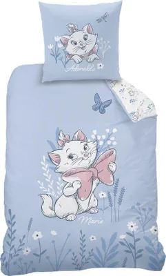 Produktbild von Unyqoos® Disney Aristocats Wendebettwäsche 140 x 200 cm – 100% Baumwolle, Einzelbett-Set mit Kissenbezug 63 x 63 cm, beidseitig bedruckt