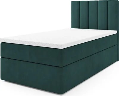 Produktbild von MR GROUP Boxspringbett LATINA MINI 80x200 rechts Kinderbett Jugendbett Einzelbetten Bett mit Stauraum Polsterbett Matratze Topper H3 Schlafzimmer grün