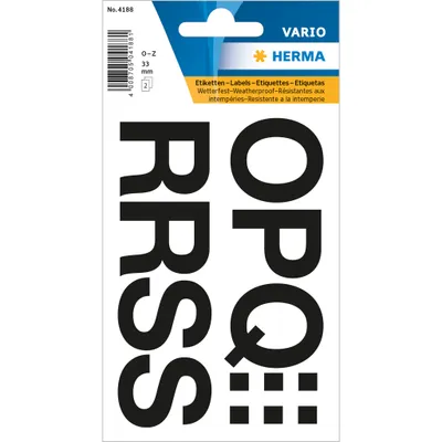 Produktbild von HERMA Buchstaben Sticker O-Z Folie schwarz 33 mm 2 Blatt à 11 Sticker