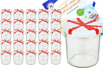 Produktbild von 25er Set Sturzglas 350 ml To 82 Schleifendekor Deckel Einweckglas Gläser incl. Diamant Rezeptheft