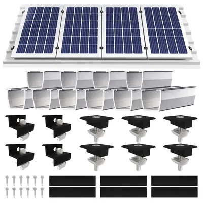 Montageset für 4 PV-Module, Aluminium, 12 cm, für Flachdach