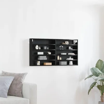 Image de Maison Exclusive - Vitrine aspect chêne noir 100 x 8,5 x 50 cm Matériau dérivé du bois