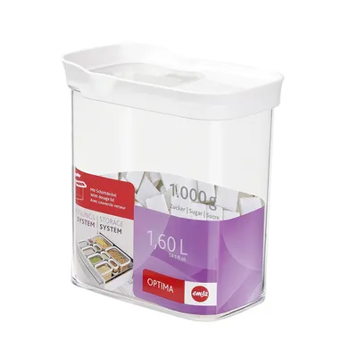 Zdjęcie produktu dla EMSA 514551, Dzbanek, Prostokątny, 1,6 l, Przezroczysty, Biały, Metakrylan metylu styrenu (MS), Termoplastyczny elastomer, 160 mm