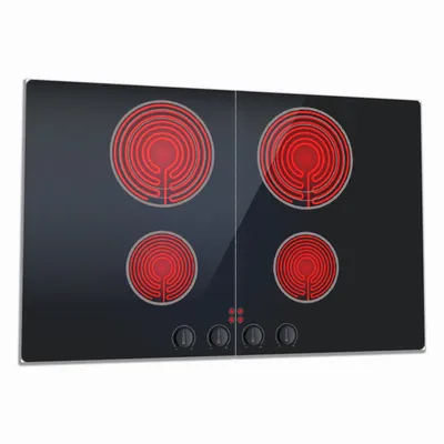 Produktbild von Wallario Herdabdeckplatte aus Glas, Größe 80 x 52 cm 2-teilig, Motiv Aktives Glaskeramikkochfeld Optik mit 4 Kochplatten und Bedienfeld
