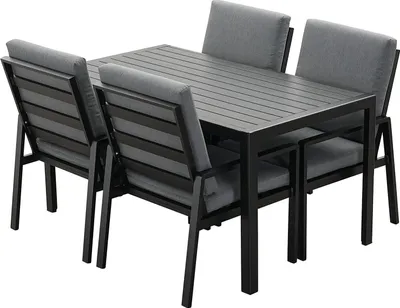 Produktbild von MeXo Gartenmöbel Set Lounge Set Garten-Essgruppe Alu-Möbel Set 5-teile für 4 Personen Garten/Balkon/Terrasse/Outdoor/indoor