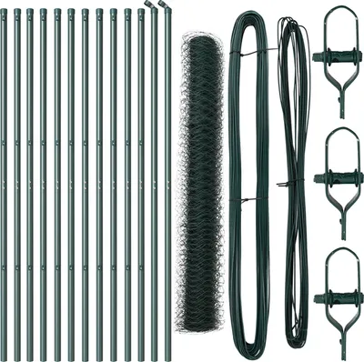 Produktbild von Möbel-Stil Sechseckzaun Grün 1.4x25 m Stahl, Zaunpfosten 13 Stück Grün Ø32 mm 190 cm Galvanisierter Stahl - Zaunzubehör "2025"636650