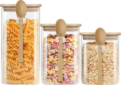 Produktbild von Cheffinger, Set 3 Vorratsgläser mit Korkdeckel Luftdicht, Transparent