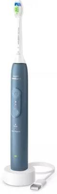 Image de Brosse à dents électrique Philips série 4100, modèle HX4041/48, pour adultes, technologie sonique, soin des gencives, 31 000 mouvements par minute, couleur bleue, 2 minutes, 4 cycles de 30 secondes