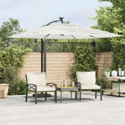 Image de Maison Exclusive - Parasol avec mât en acier, blanc, 269x269x235 cm