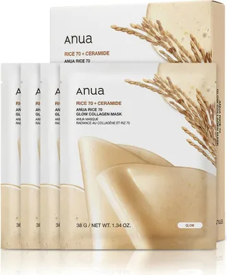 Productafbeelding van ANUA Rice 70 Glow Collageen Masker, 4 stuks