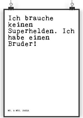 Produktbild von Mr. & Mrs. Panda Bild Ich brauche keinen Superhelden.... DIN A3 - Weiß - Geschenk, Familie Spruch, Plakat, Sprüche Weisheiten Zitate Lustig Weisheit Worte, drucke, Geburt