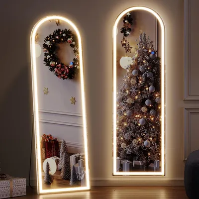 Immagine prodotto di Specchio a figura intera illuminato, 160 x 50 cm, bianco, design ad arco, con dimmer e 3 modalità di colore