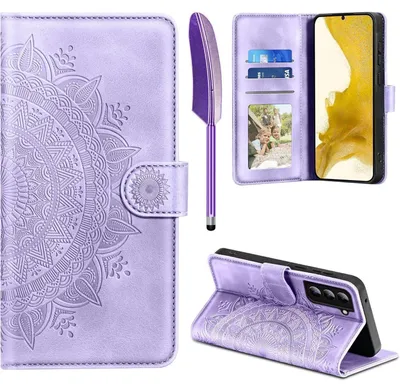 Productafbeelding van Kunstleren hoesje voor de Samsung Galaxy S22 5G Flip, met kaarthouder en standfunctie, in lichtpaars