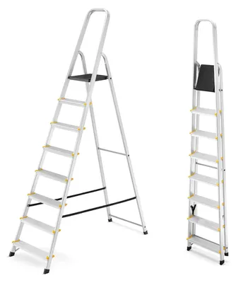 Zdjęcie produktu dla Drabina aluminiowa domowa jednostronna schodki do domu HIGHER 8 stopni 125 kg